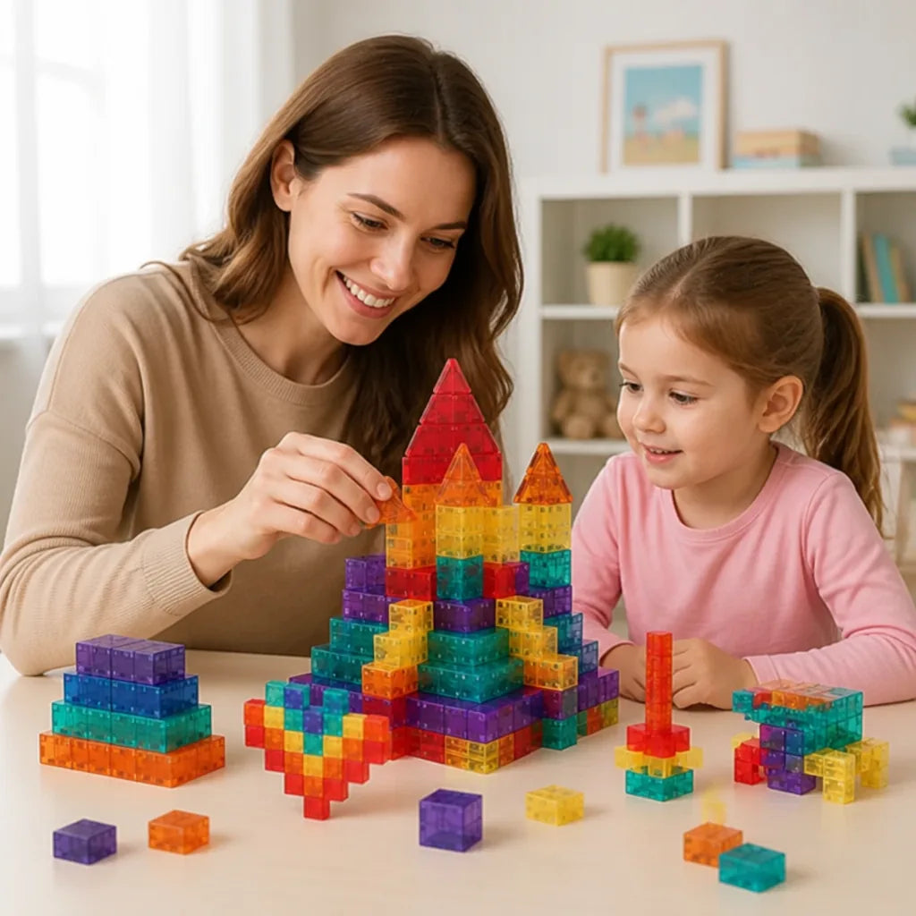 Magnetic Building Blocks Strong Connections Colorful Plastic Pieces