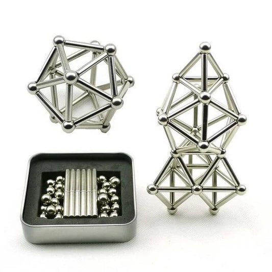 Magnetic Building Set 63-Piece Rod & Ball Metal Tin