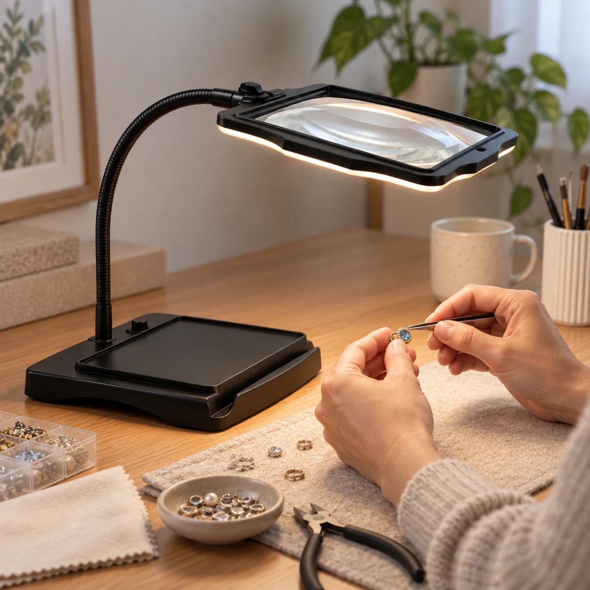 Magnifying Desk Lamp 3× LED Flexible Gooseneck Arm