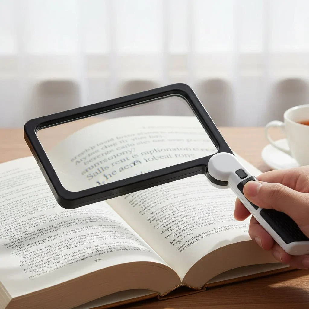 Magnifying Glass 5× Optical Magnification Dimmable LED Foldable Design