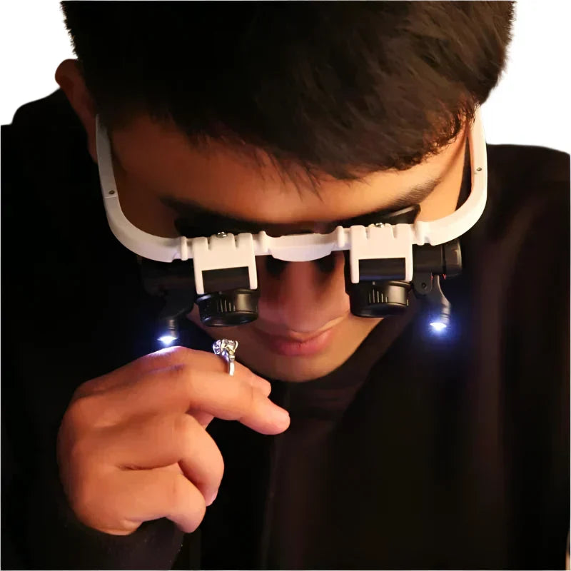 Magnifying Headset Pivoting LED Lights Interchangeable Lenses