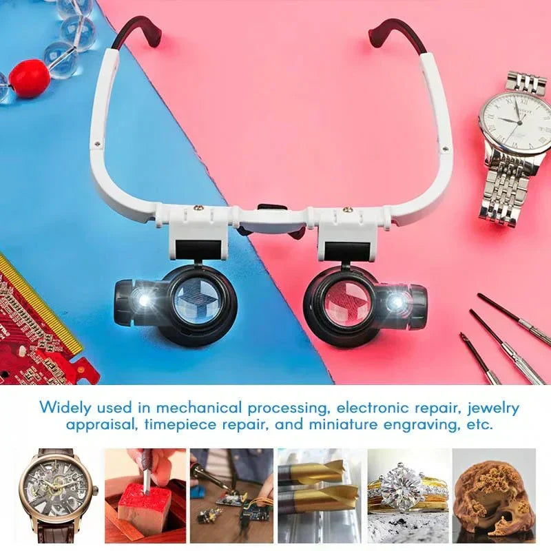 Magnifying Headset Pivoting LED Lights Interchangeable Lenses