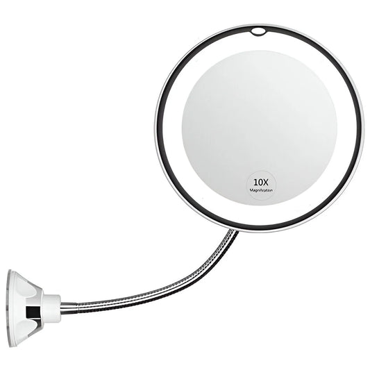 Magnifying Mirror 10x LED Lighting Suction Mount