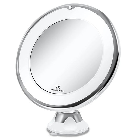 Magnifying Mirror 7x & 10x LED Suction Mount