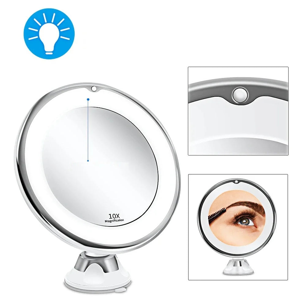 Magnifying Mirror 7x & 10x LED Suction Mount