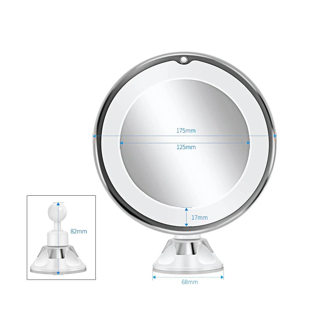 Magnifying Mirror 7x & 10x LED Suction Mount