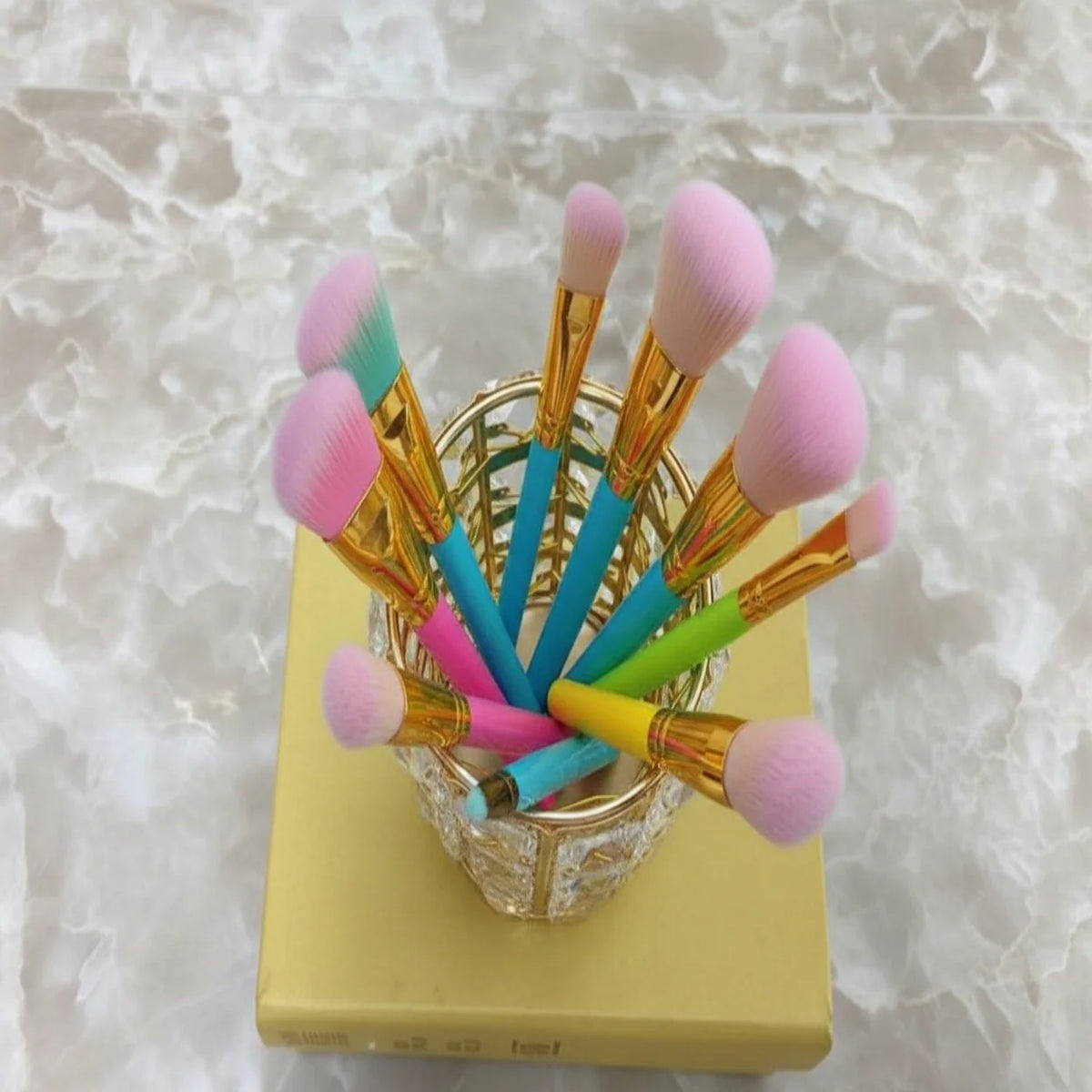 Makeup Brush Organizer Crystal Bead Stainless Steel Compact