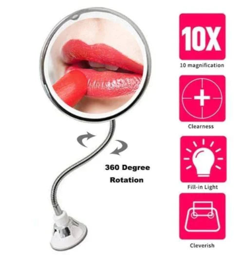 Makeup Mirror 10X Magnification LED Cordless