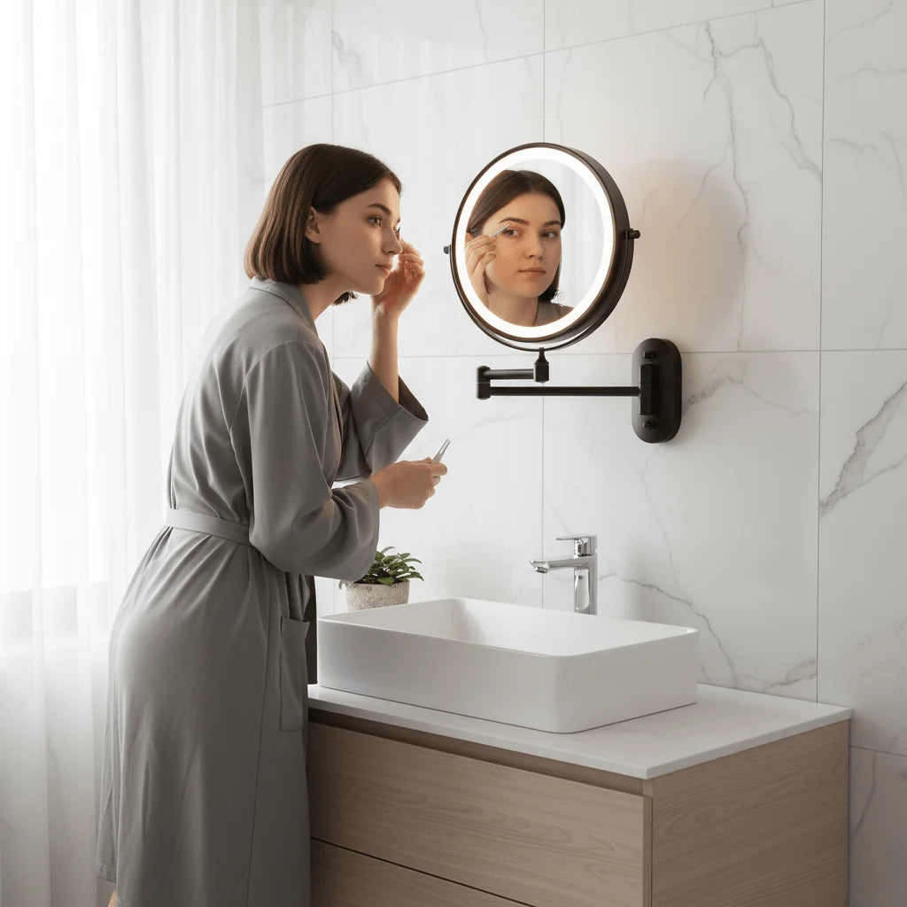 Makeup Mirror Dimmable LED 3x–10x Magnification Rechargeable