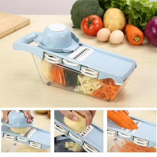 Mandoline Slicer 6 Interchangeable Stainless Steel Blades & Hand Guard