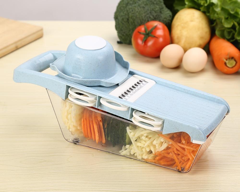 Mandoline Slicer 6 Interchangeable Stainless Steel Blades & Hand Guard