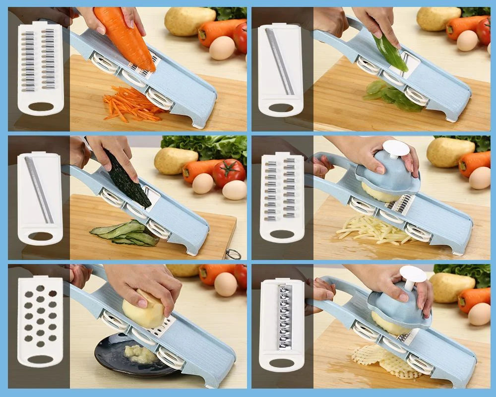 Mandoline Slicer 6 Interchangeable Stainless Steel Blades & Hand Guard