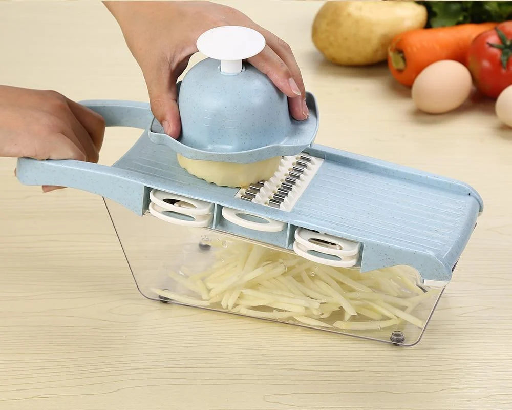 Mandoline Slicer 6 Interchangeable Stainless Steel Blades & Hand Guard