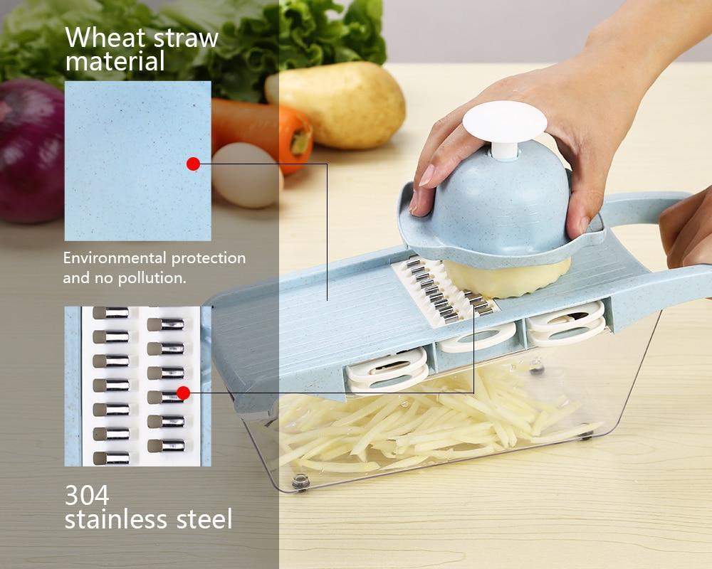 Mandoline Slicer 6 Interchangeable Stainless Steel Blades & Hand Guard