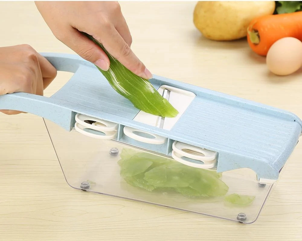 Mandoline Slicer 6 Interchangeable Stainless Steel Blades & Hand Guard