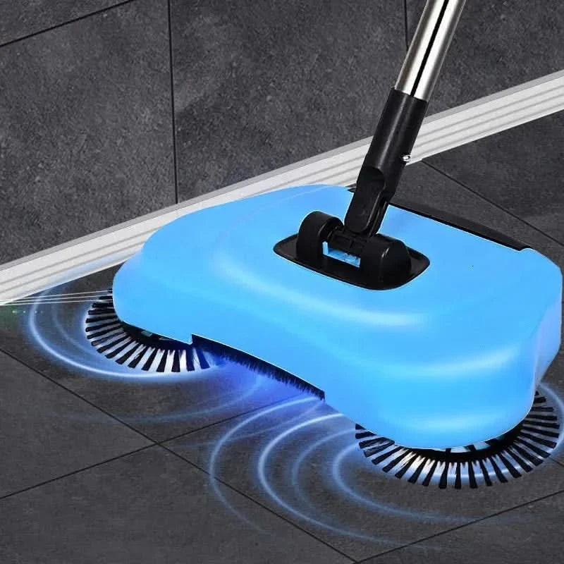 Manual Floor Sweeper 360° Rotating Brushes Easy-Empty Collection Box
