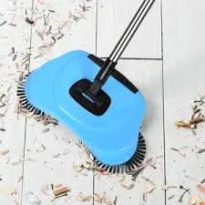 Manual Floor Sweeper 360° Rotating Brushes Easy-Empty Collection Box