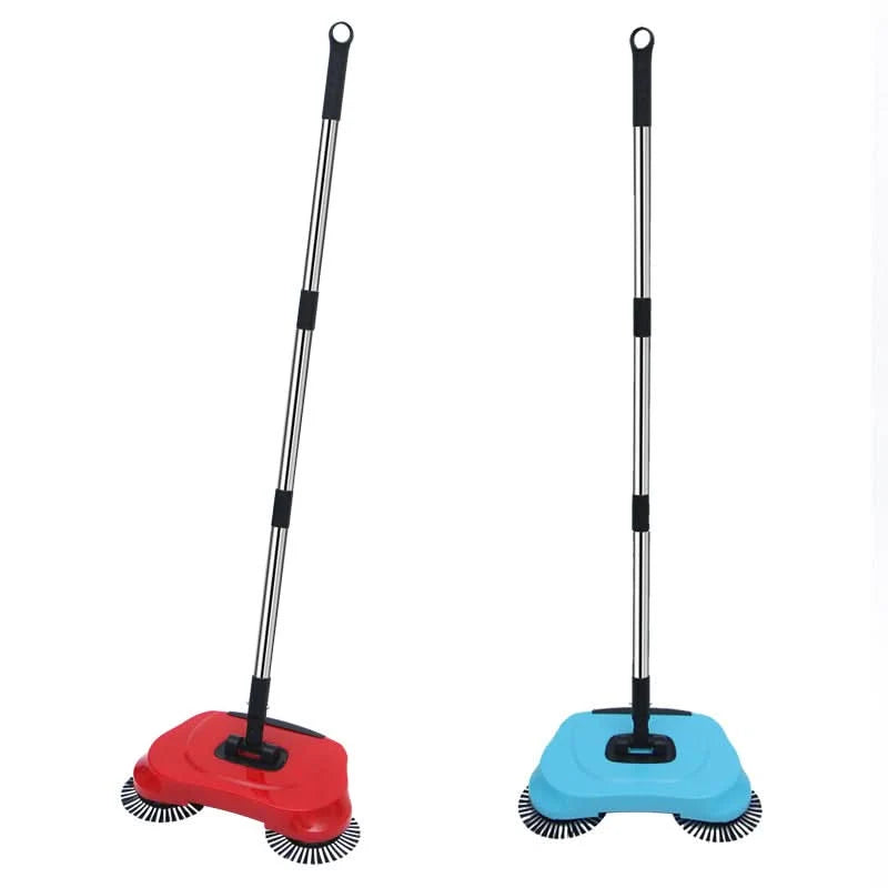 Manual Floor Sweeper 360° Rotating Brushes Easy-Empty Collection Box