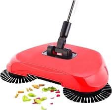 Manual Floor Sweeper 360° Rotating Brushes Easy-Empty Collection Box