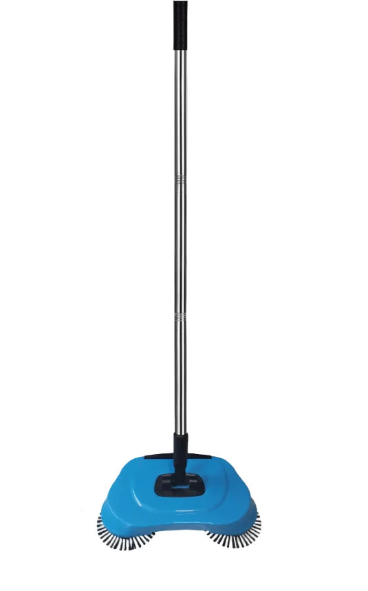 Manual Floor Sweeper 360° Rotating Brushes Easy-Empty Collection Box
