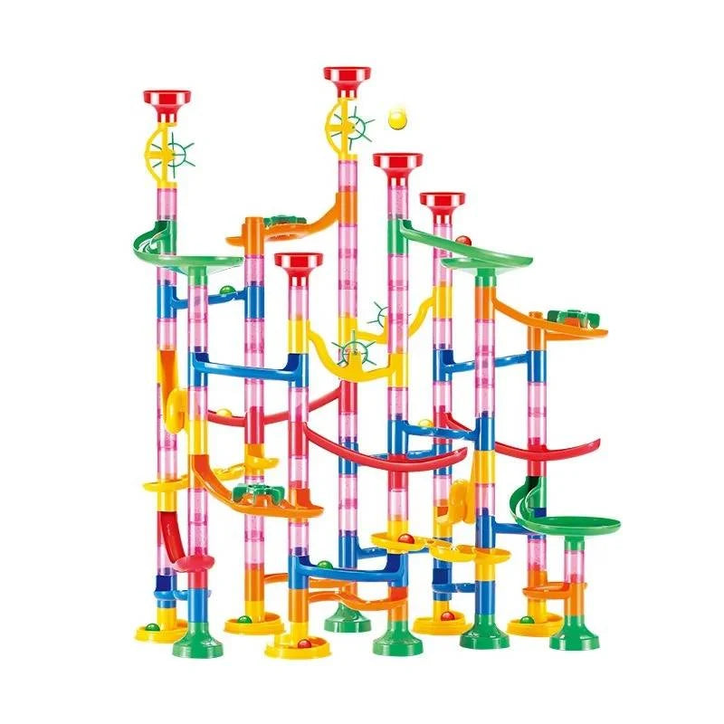 Marble Run Set 133-Piece Tool-Free Snap Assembly Press-Button Release