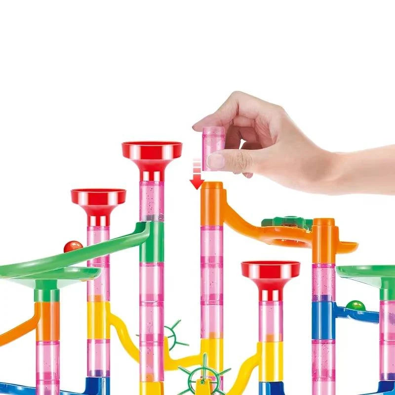 Marble Run Set 133-Piece Tool-Free Snap Assembly Press-Button Release