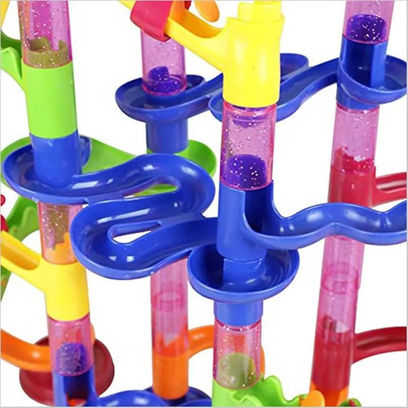 Marble Run Set 133-Piece Tool-Free Snap Assembly Press-Button Release