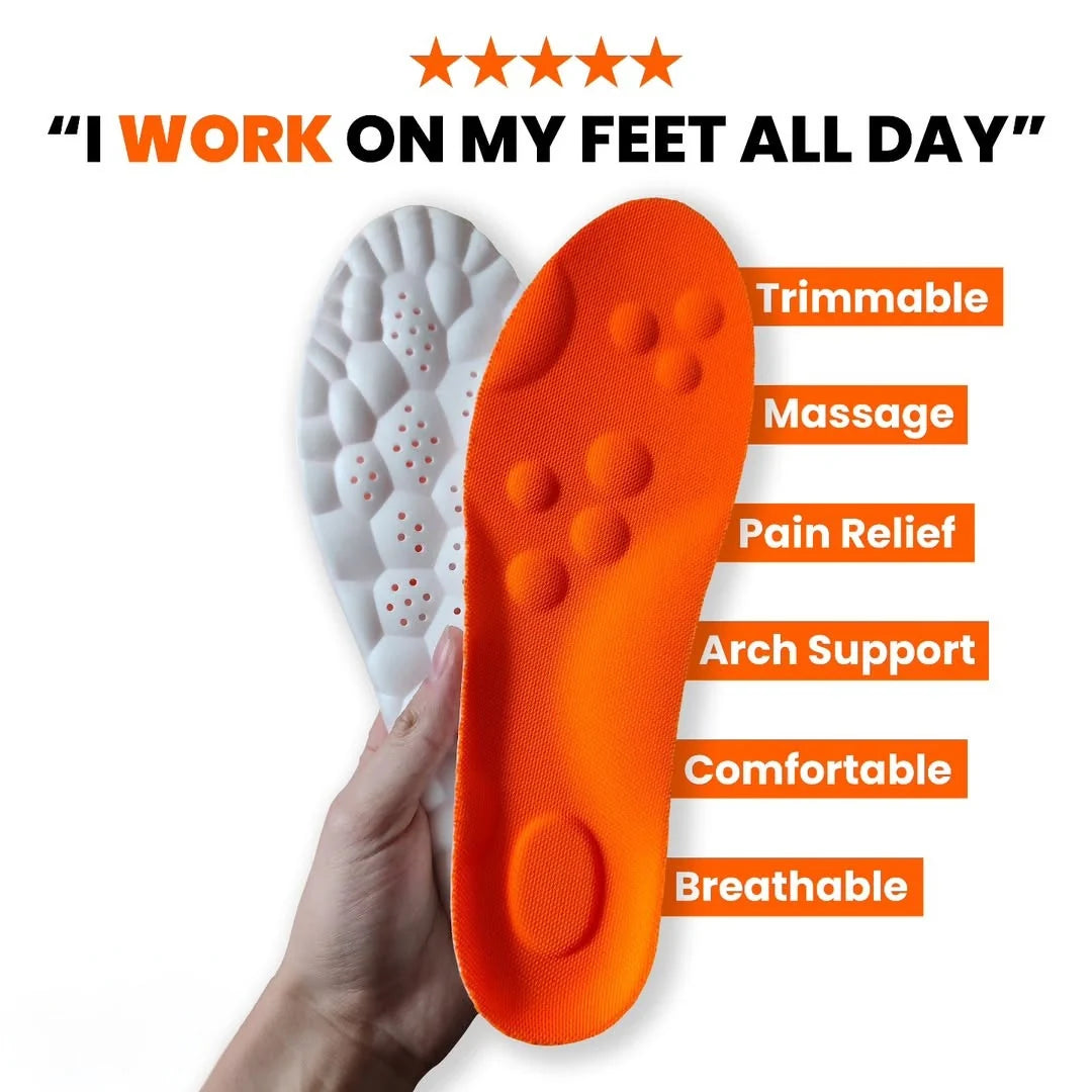 Massage Insoles Cushioned Arch Support Trimmable Fit