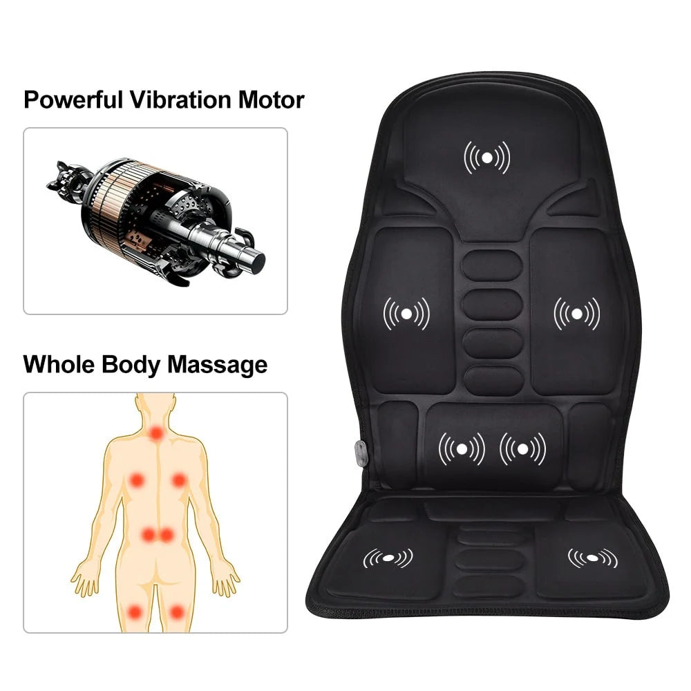Massage Seat Cushion Heated Vibration Adjustable Intensity