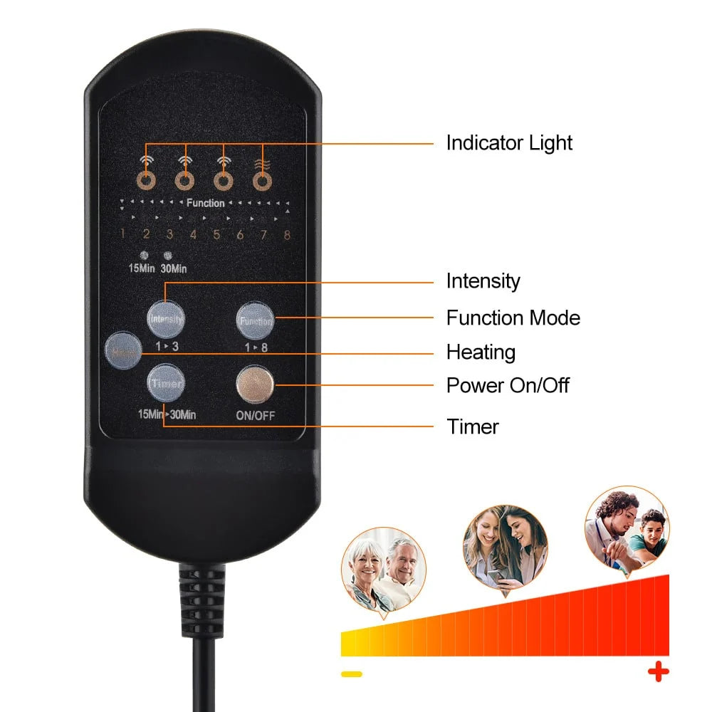 Massage Seat Cushion Heated Vibration Adjustable Intensity