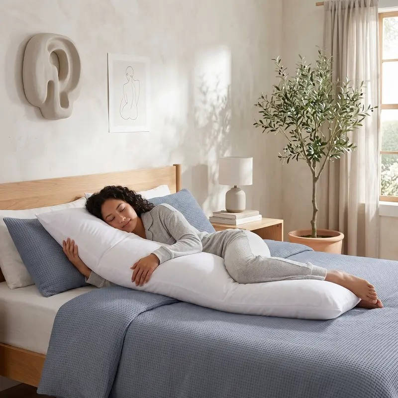 Maternity Pillow Contoured Side-Sleeper Full Body Support Microfiber Cover