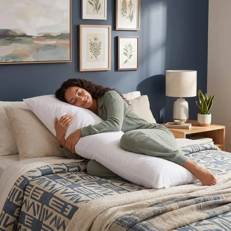 Maternity Pillow Contoured Side-Sleeper Full Body Support Microfiber Cover