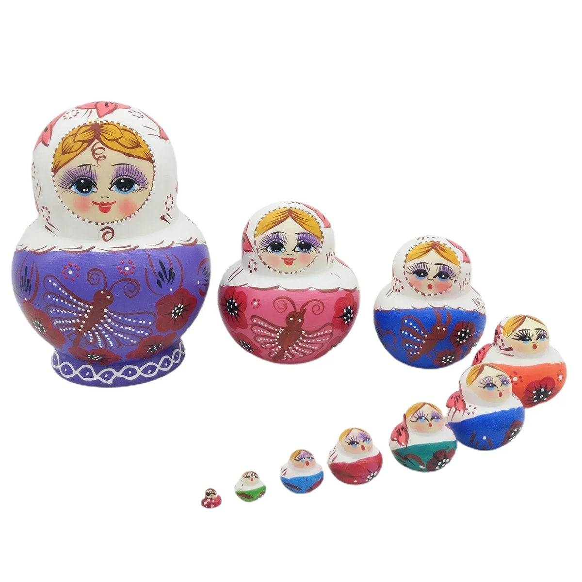 Matryoshka Doll Set Wooden 10-Piece Nesting Dolls