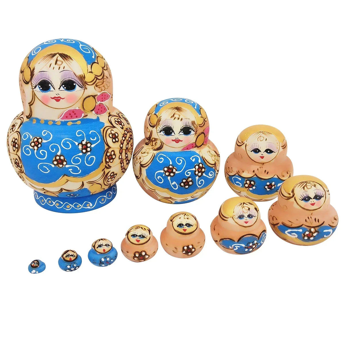 Matryoshka Doll Set Wooden 10-Piece Nesting Dolls