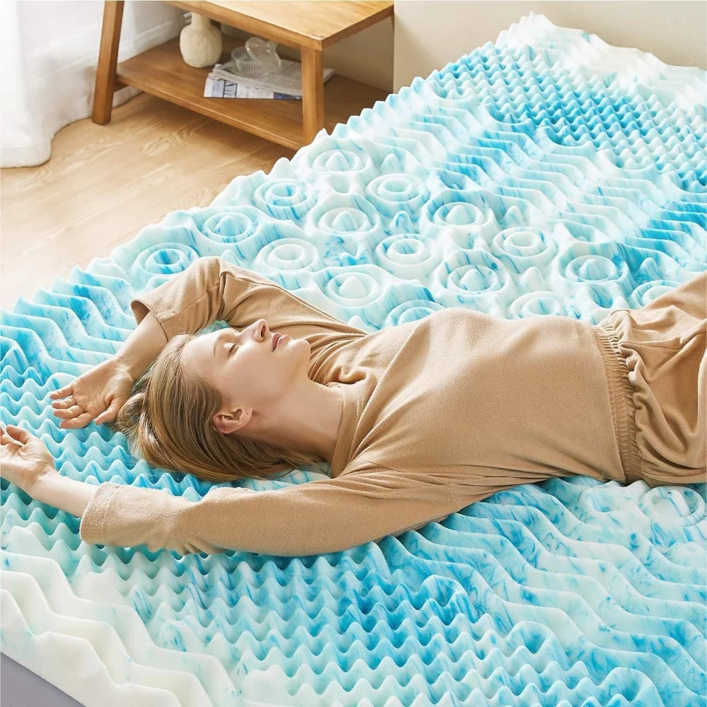 Mattress Topper Egg Crate Memory Foam Breathable Cover
