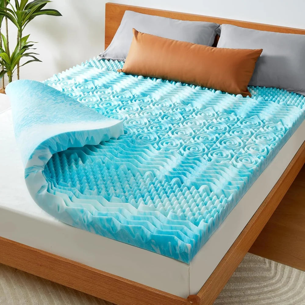 Mattress Topper Egg Crate Memory Foam Breathable Cover