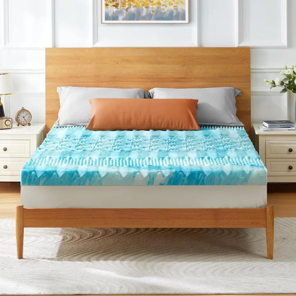 Mattress Topper Egg Crate Memory Foam Breathable Cover