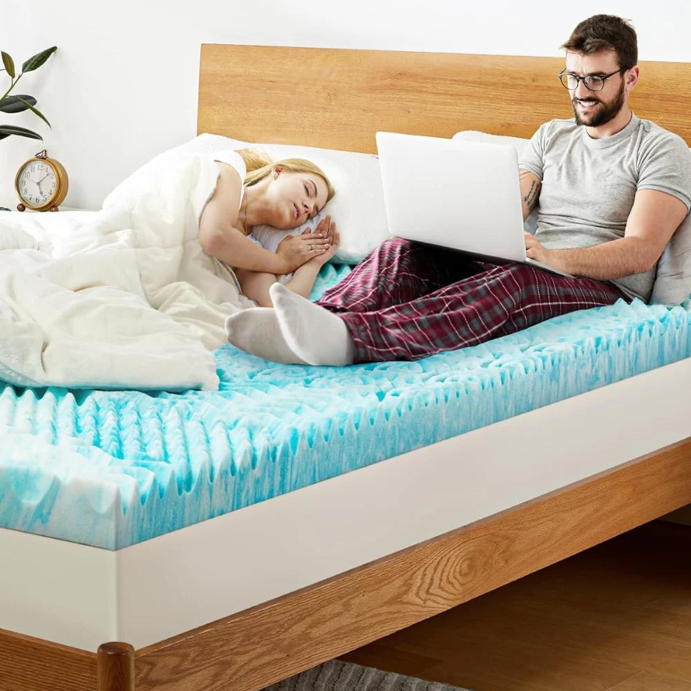 Mattress Topper Egg Crate Memory Foam Breathable Cover