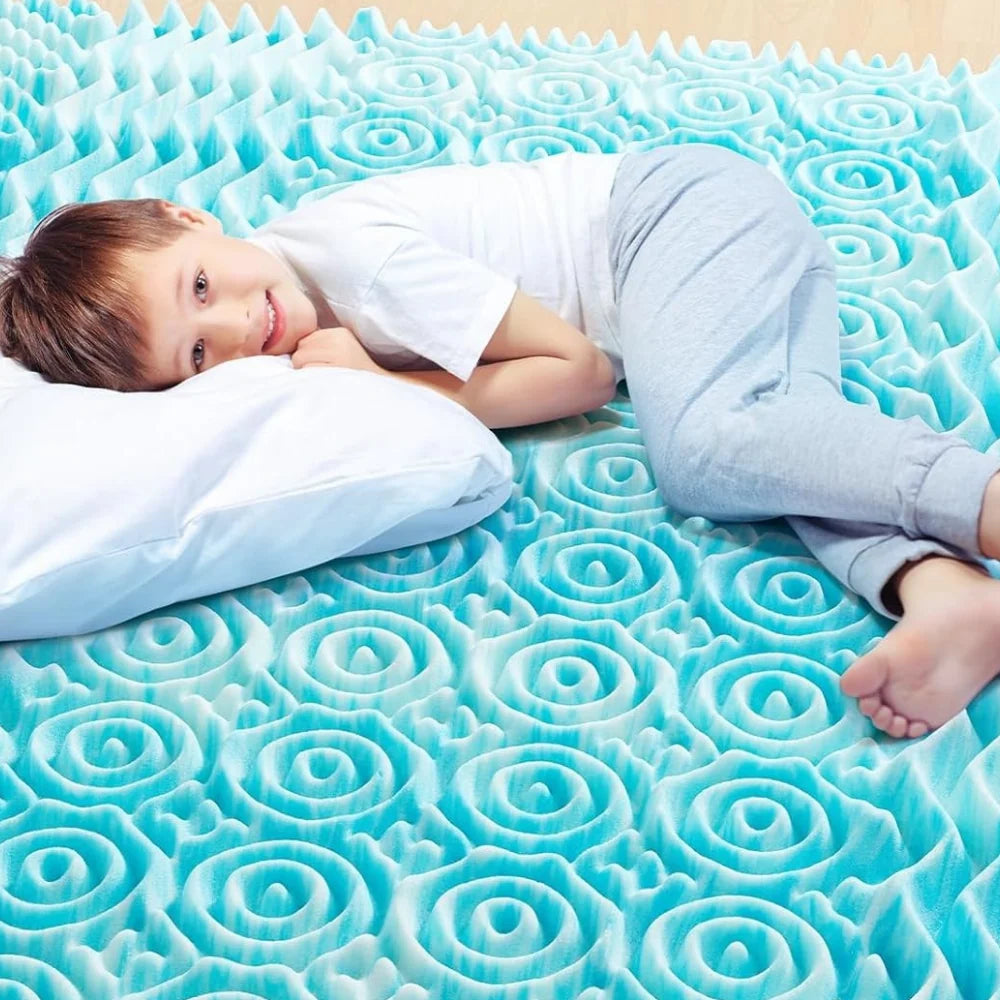 Mattress Topper Egg Crate Memory Foam Breathable Cover