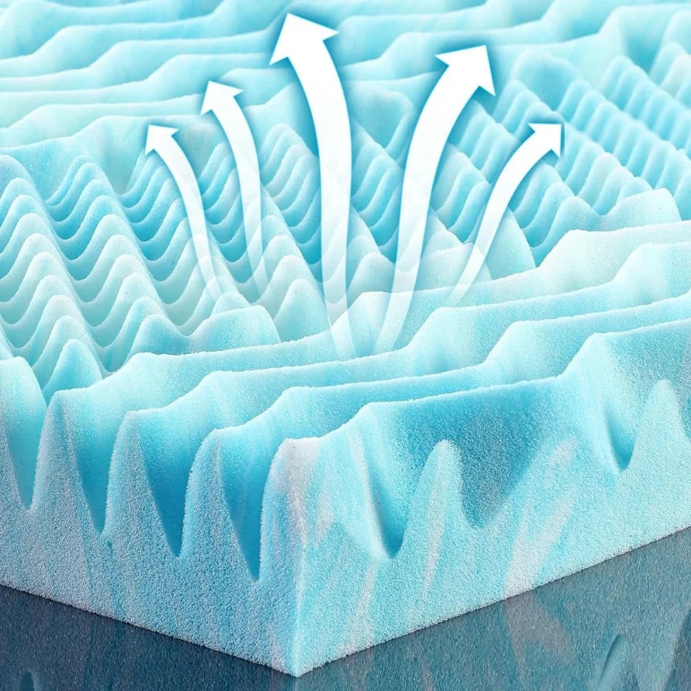 Mattress Topper Egg Crate Memory Foam Breathable Cover