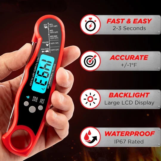 Meat Thermometer Stainless Steel Probe 3-Second Read