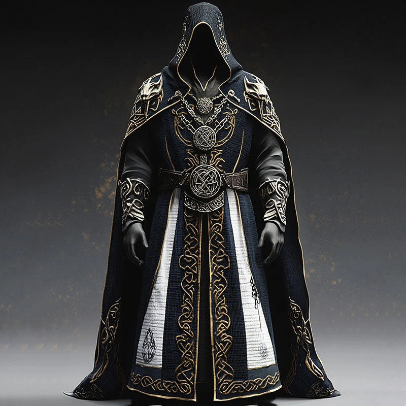 Medieval Robe Hooded Gold Celtic Embroidery
