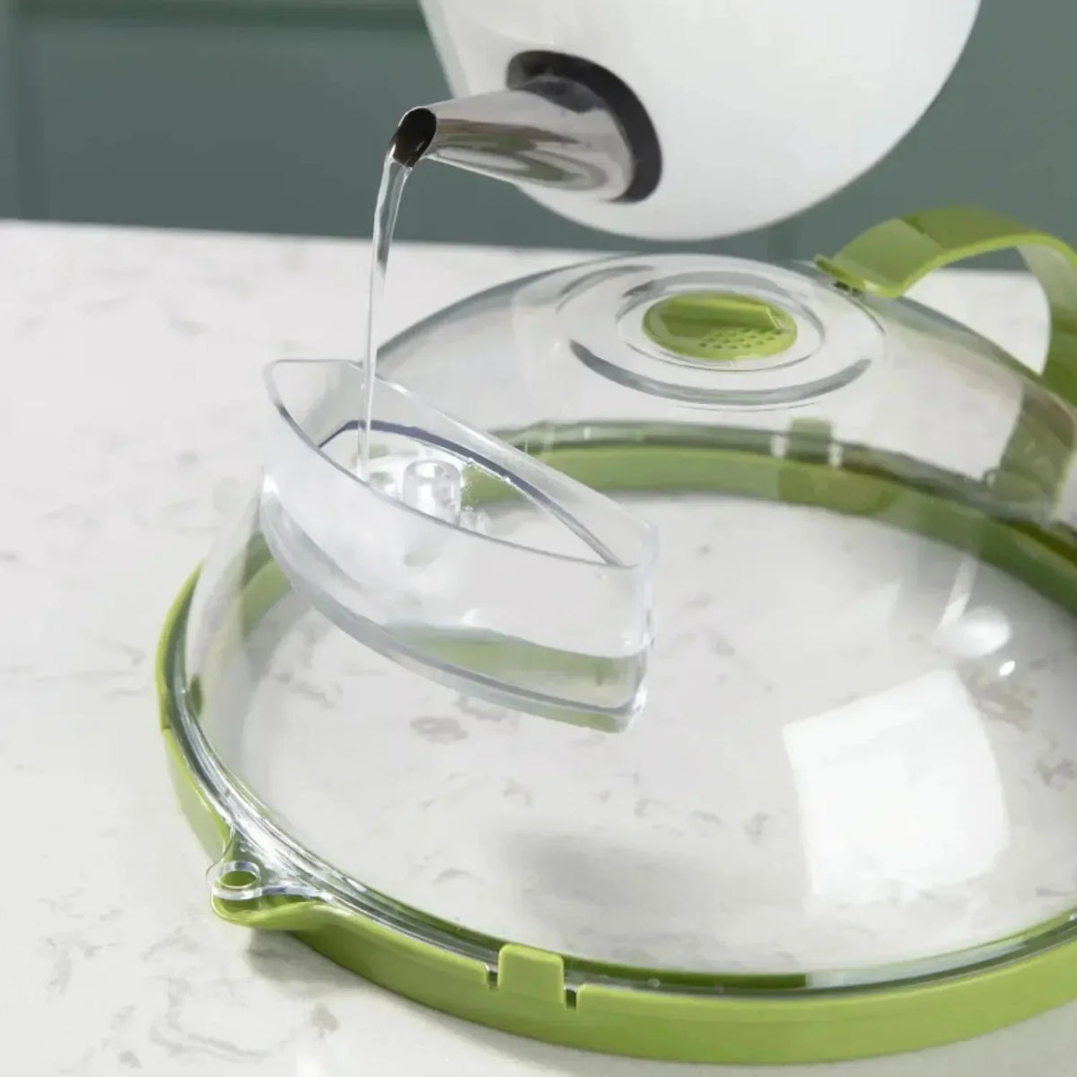 Microwave Splatter Cover Adjustable Steam Vent Built-In Water Reservoir