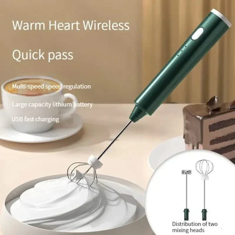 Milk Frother USB Rechargeable 3-Speed Stainless Steel Whisk