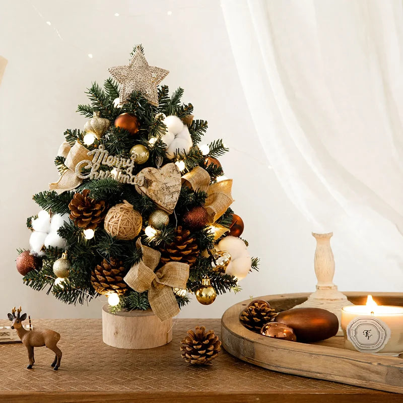 Mini Christmas Tree Tabletop With String Lights Included