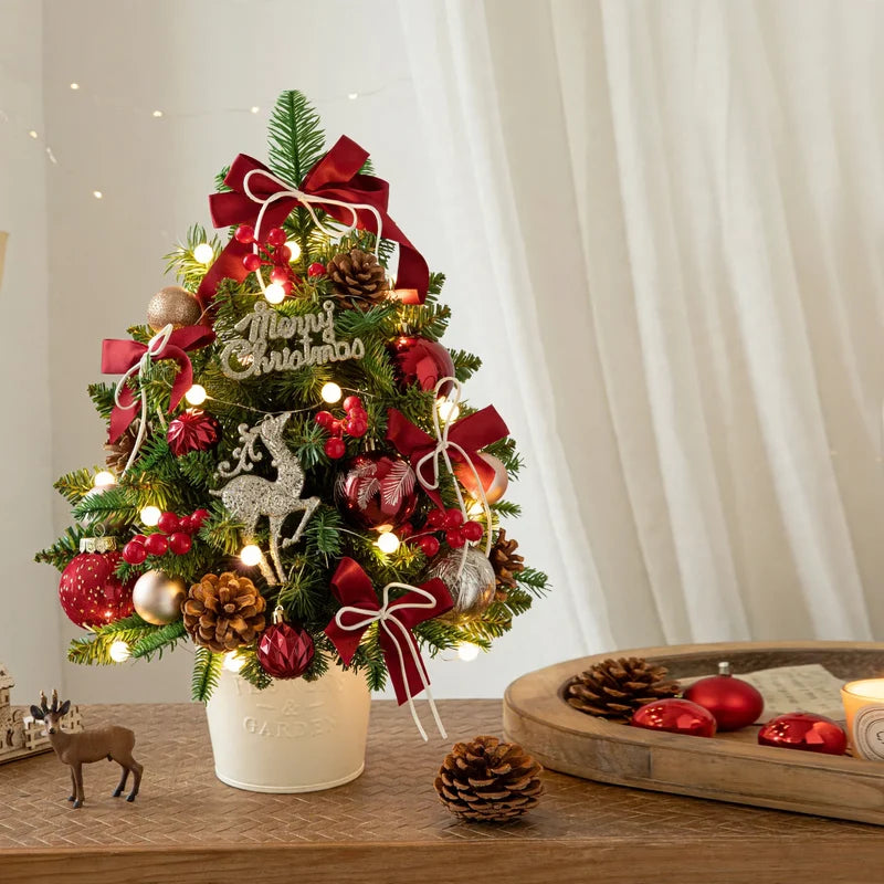 Mini Christmas Tree Tabletop With String Lights Included