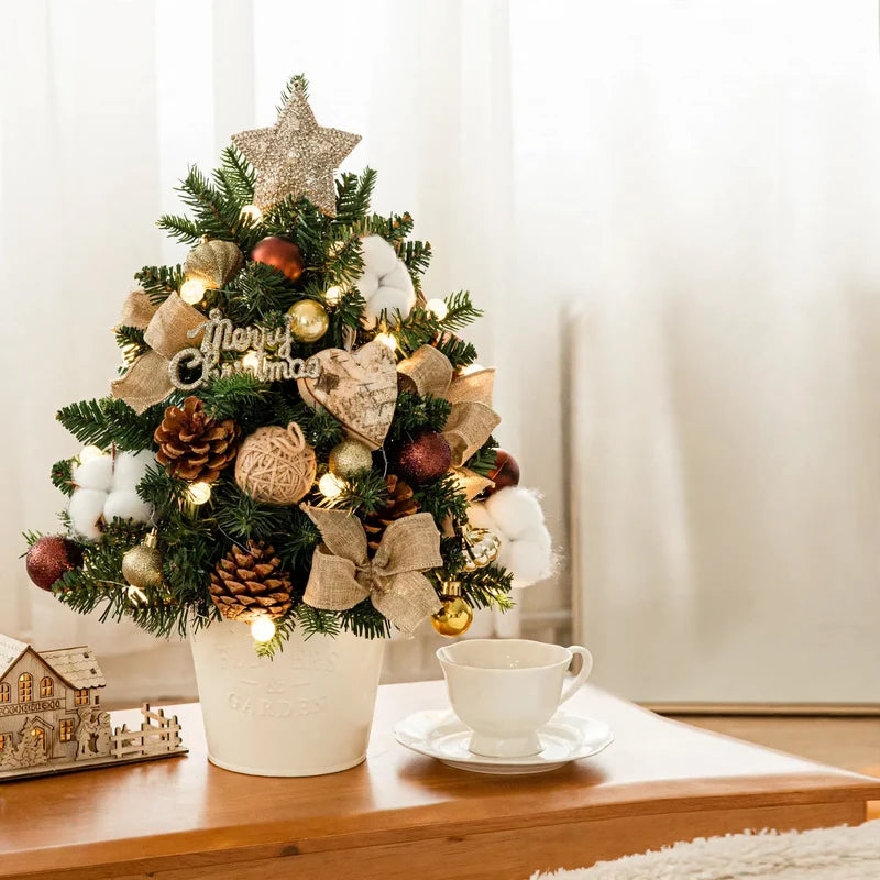 Mini Christmas Tree Tabletop With String Lights Included