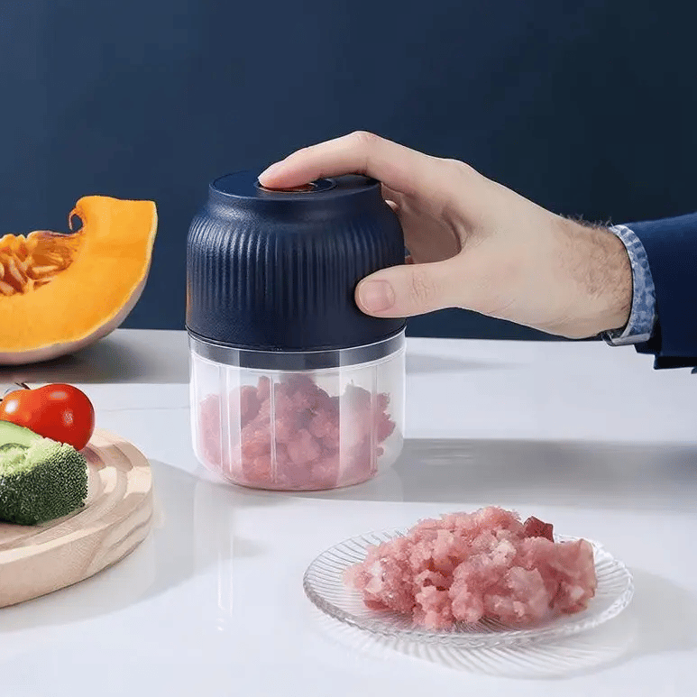 Mini Electric Chopper One-Button 4 Stainless Steel Blades