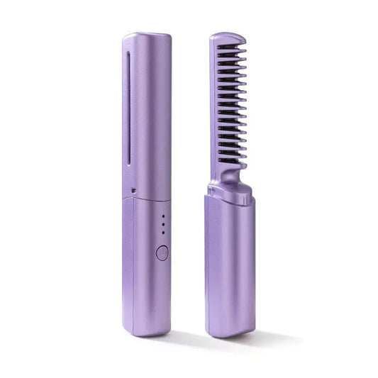 Mini Hair Straightening Brush Ceramic USB Rechargeable