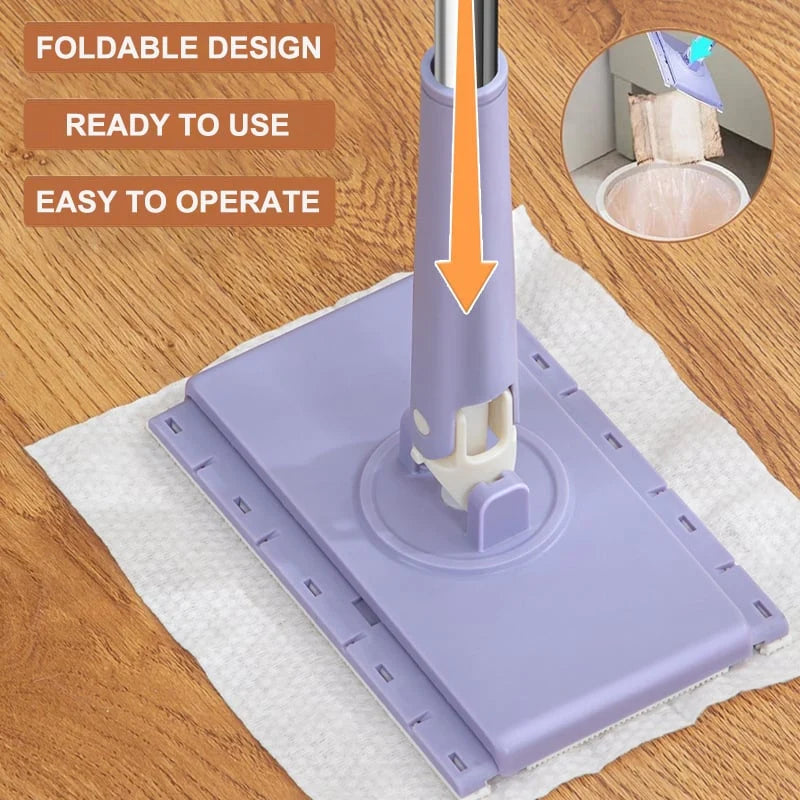 Mop Hands-Free Cloth Switching 360-Degree Swivel Head Foldable Handle